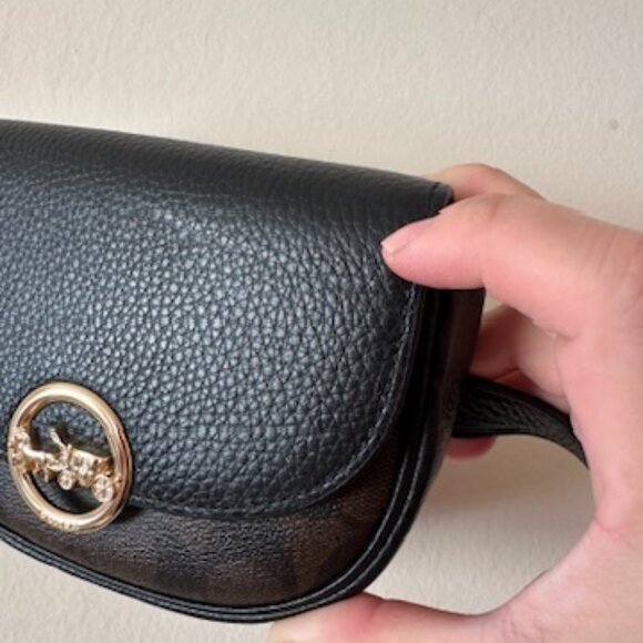 NWT! RARE! Coach F88007 Jade Mini Belt Bag In Signature Canvas & Brown Black - Picture 11 of 13